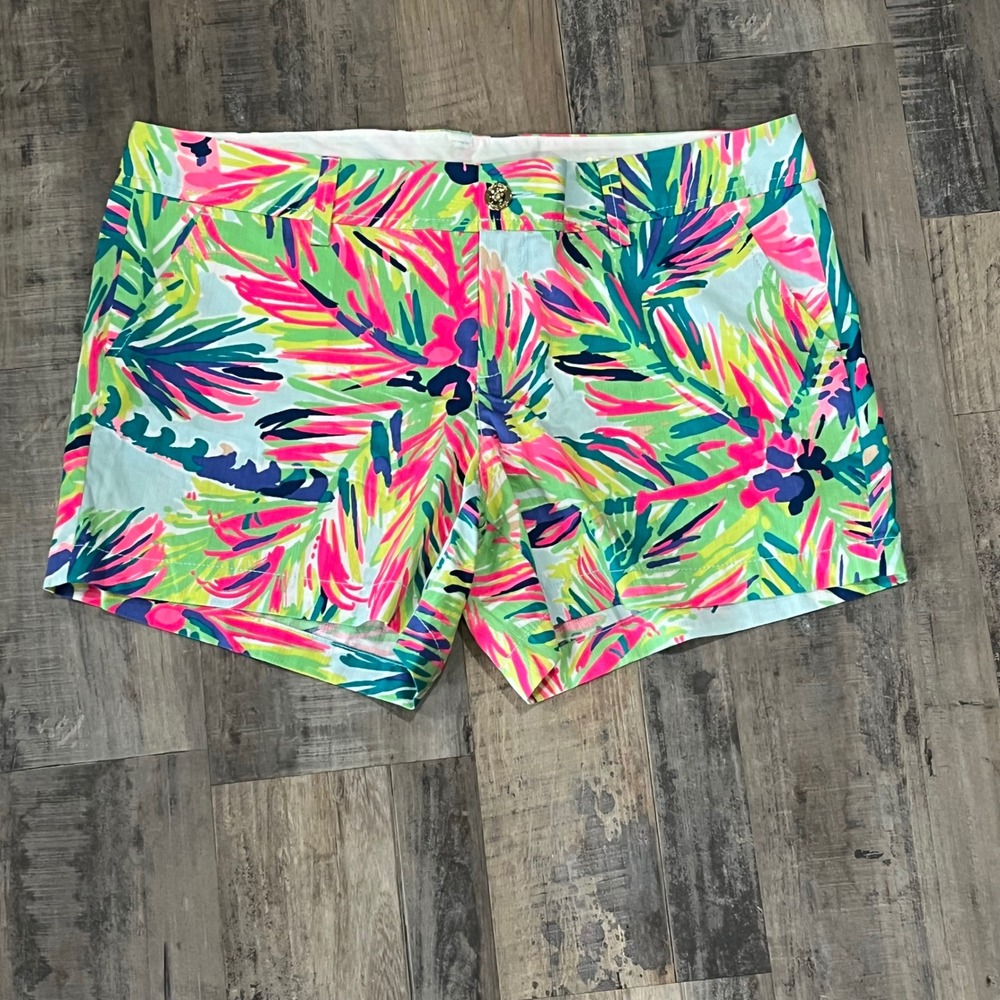 Lilly Pulitzer Callahan Short Multi Tropical Palm Print Preppy NWT Sz 16